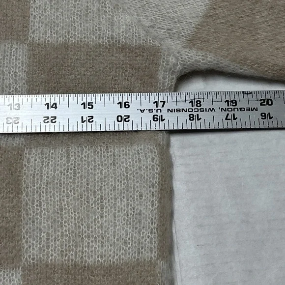 Bianco & Blu Sweater Womens M Neutral Ivory Checkboard Mohair Blend Pullover - Picture 9 of 10